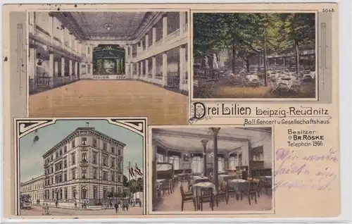 85859 Mehrbild Ak Leipzig Reudnitz Ballhaus Drei Lilien 1915