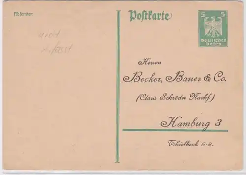 86039 DR Plux de la carte postale P156 Zuschriften Becker, Bauer & Co. Hambourg