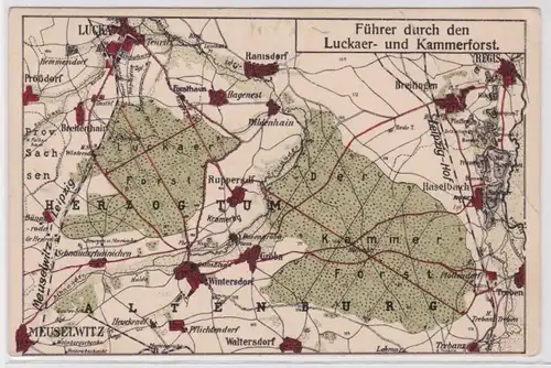 86605 Landkarten Ak Führer durch den Luckaer- & Kammerforst um 1920