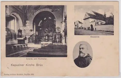 86675 Mehrbild Ak Kapuziner Kirche Brüx Most Inneres und Hochaltar um 1920
