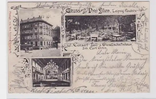 86994 Mehrbild Ak Gruß aus dem Restaurant 'Drei Lilien' Leipzig Reudnitz 1903
