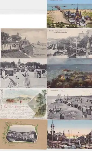 87559/9 Ak Heringsdorf Pont maritime, Plage Casino, Kurhaus, etc. vers 1920