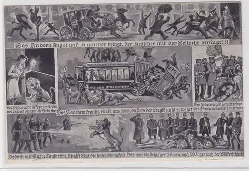 87719 Humor AK Leipziger Löwenjagd mit mehreren Abbildungen 1913