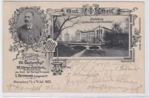 88476 Mehrbild AK Erinnerung an das 20. Gauturnfest Merseburg Knabenschule 1902
