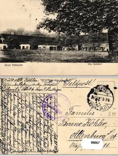 88667 Feldpost AK Dorf Döberitz - Der Gasthof, Gesamtansicht 1916