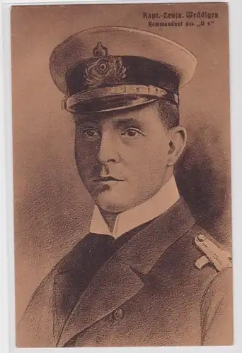 88791 Feldpost Ak Kapitän Leutnant Weddigen Kommandant des 'U 9' 1915