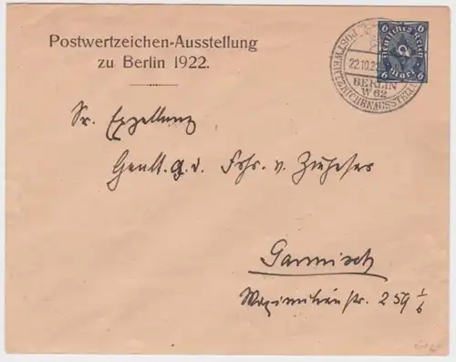 88879 DR Enveloppe PU75 Berlin Poste de la marque exposition 1922