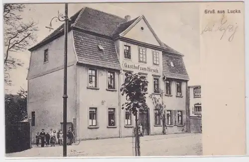 88900 Ak Gruß aus Lucka Gasthof zum Hirsch 1927