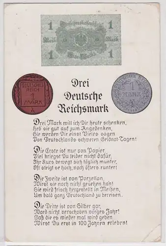 88954 pièce AK Poème en temps d'urgence en Allemagne 'Trois Deutsche Reichsmark' 1921