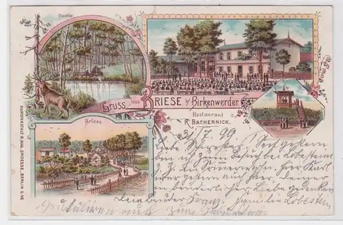 89161 AK Gruss aus Briese bei Birkenwerder - Restaurant R. Bachernick 1899