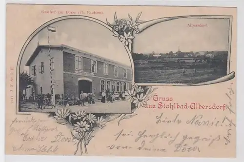 89241 Multi-image Ak Gruss de Stahlbad Albersdorf Gasthof zu Börse 1899