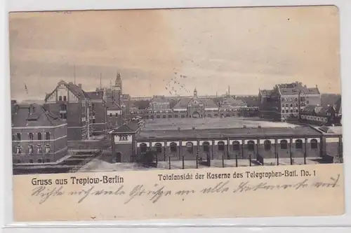 89290 Ak Gruß aus Treptow Berlin Kaserne des Telegraphen Batl.Nr.1, 1912