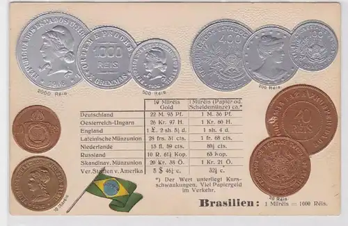 89425 Präge Ak mit Münzabbildungen Brasilien um 1910