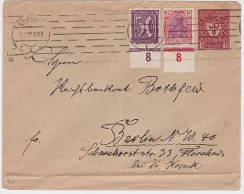 89778 DR Plein de choses Enveloppe PU d'Erfurt à Berlin 1922