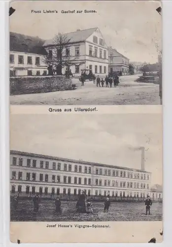 90058 Mehrbild Ak Gruß aus Ullersdorf Gasthof zur Sonne, Spinnerei um 1910