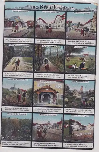90629 Mehrbild AK Eine Kreuzbergtour, Bahnhof, Kniebreche, Kloster Kreuzberg