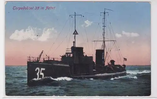 90666 Feldpost Ak Torpedoboot 35 in Fahrt 1915