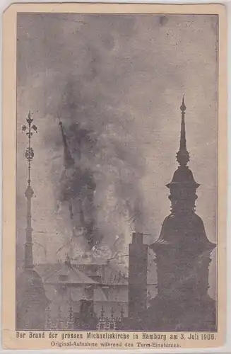 90727 Ak L'incendie de la grande Église du Micaël à Hambourg 1906