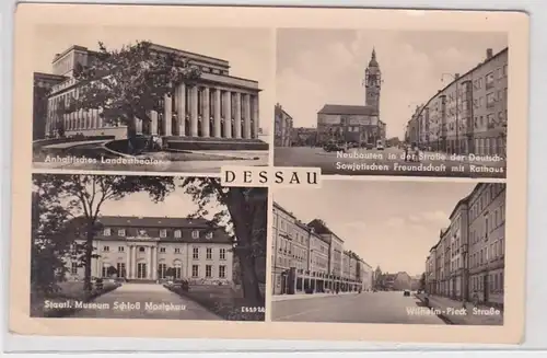 90751 AK Dessau - Landestheater, Rathaus, Museum Schloß Mosigkau, Straßenansicht