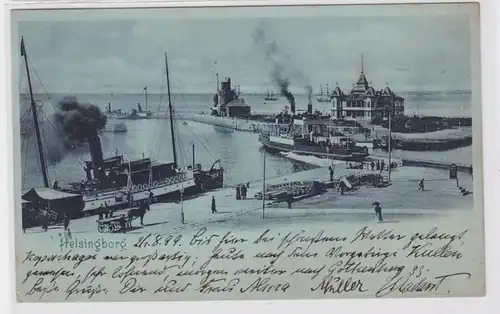 90775 AK Helsingborg - Promenade portuaire avec plusieurs bateaux à vapeur 1899