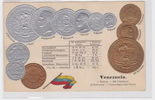 90814 Präge Ak mit Münzabbildungen Venezuela um 1910