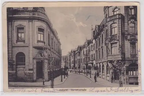 90883 AK Haspe - Gerichtstraße, Straßenansicht mit Geschäften & Restaurant 1916