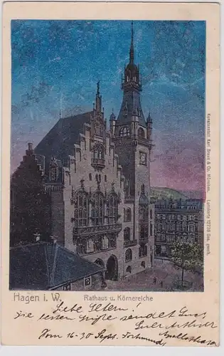 90994 Luna AK Hagen in Westfalen - Rathaus & Körnereiche 1905