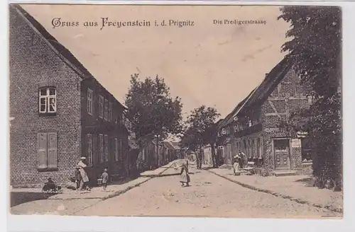 91231 AK Gruss de Freyenstein i.d. Prignitz - Predigerstrasse, vue sur la rue