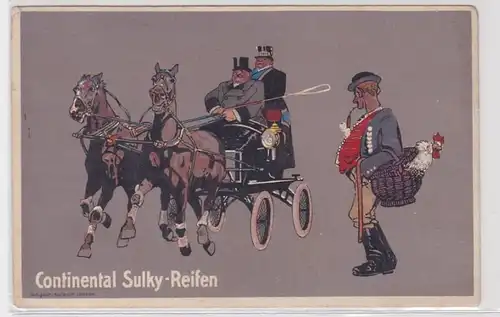 91437 publicité humour Ak Continental Sulky pneus diligence de cheval vers 1914