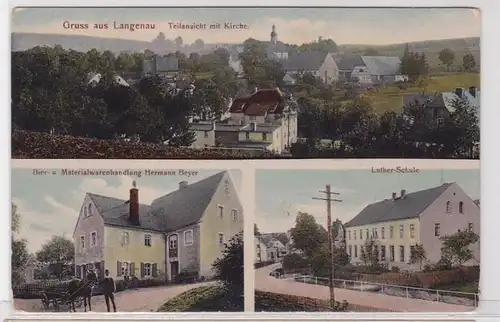 91481 Mehrbild Ak Gruß aus Langenau Bierhandlung usw. 1917