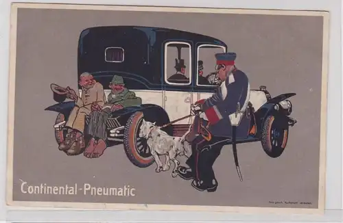 91571 publicité humour Ak Continental Pneumatic élégante voiture vers 1914