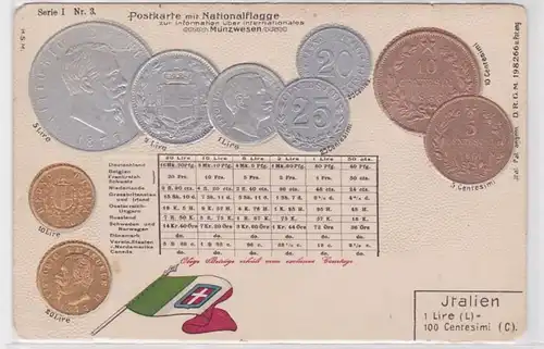 91650 Präge Ak mit Münzabbildungen Italien um 1900