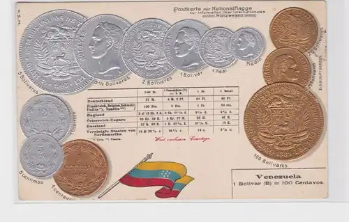 91658 Präge Ak mit Münzabbildungen Venezuela um 1900
