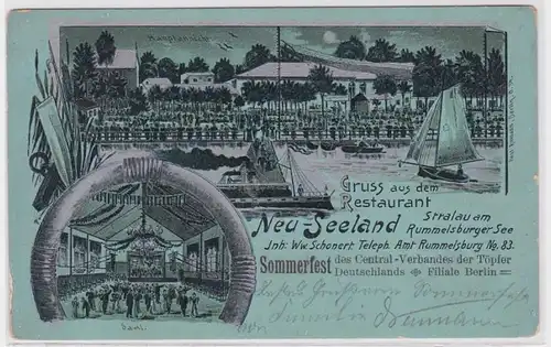 91719 Ak Gruß aus dem restaurant Neu-Seeland Stralau am Rummelsburger See 1903