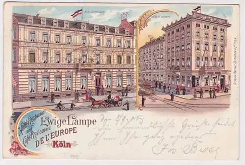 91945 Ak Lithographie Hôtel et Restaurant Lampe éternelle Cologne 1905