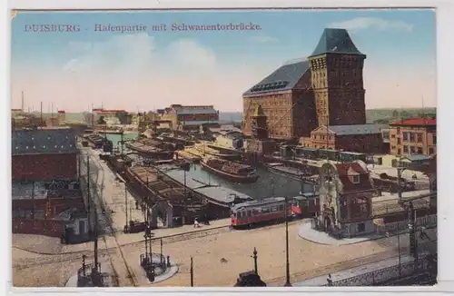 92009 AK Duisburg - Partie du port avec pont de cygne 1924