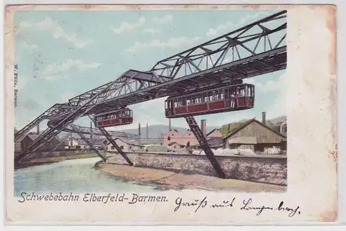 92226 AK Schlützbahn Elberfeld-Barmen au-dessus de la Wupper 1902