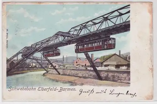 92226 AK Schwebebahn Elberfeld-Barmen über der Wupper 1902