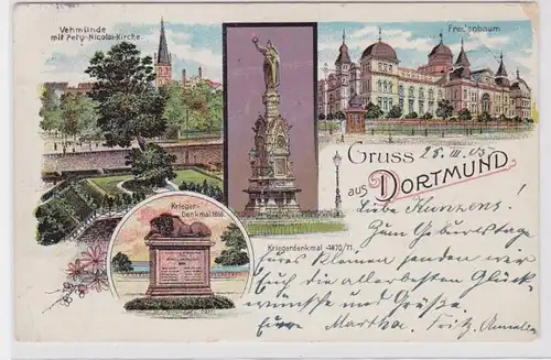 92239 Ak Lithographie Greuss de Dortmund 1905