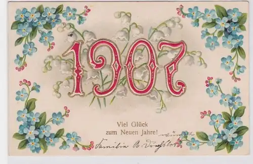 92335 Nouvel An Près Ak N'oubliez pas et année 1907