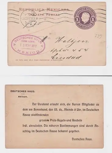 92435 Ganzsachen Einladungs Ak Deutsches Haus Mexiko 1912