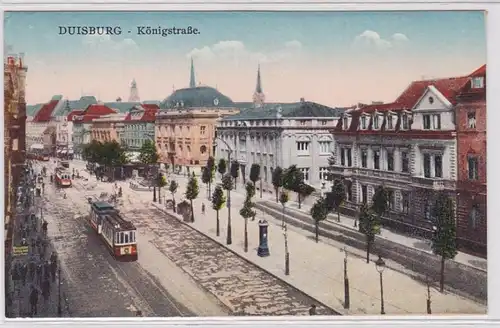 92454 Ak Duisburg Königstrasse mit Strassenbahn um 1910