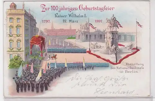 92648 Ak Lithographie Enthüllung des National Denkmals in Berlin 1897