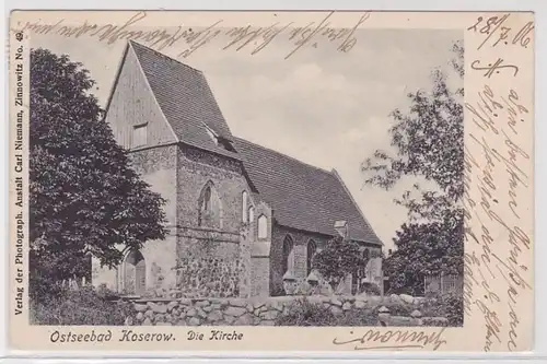 92703 Ak Mer Baltique Bad Koserow l'église 1906