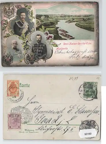 93160 Ak Myslowitz Myslowice Trois Empereur Coin du Reich 1902