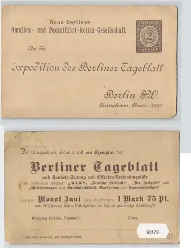 93173 Privatpost Ganzsachen Bestell AK Berliner Tageblatt & Handels-Zeitung