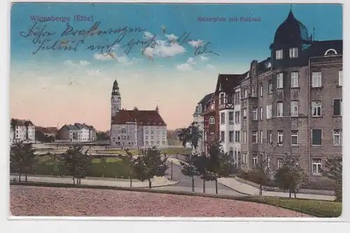 93215 Ak Wittenberge à la place Elbe Kaiserplatz avec hôtel de ville 1914