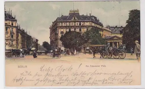 93487 AK Berlin - Am Potsdamer Platz, Palast Hotel davor Straßenleben 1903