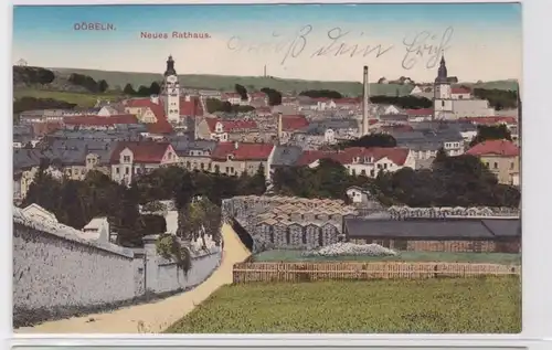 93525 Feldpost AK Döbeln - Gesamtansicht mit Neuem Rathaus und Kirche 1915
