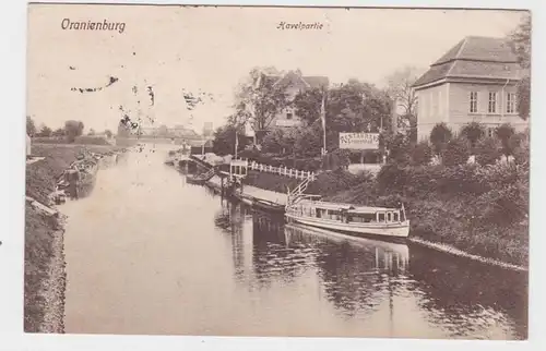 93544 AK Oranienburg - Havelpartie avec restaurant Louisenbad, poste ferroviaire 1916